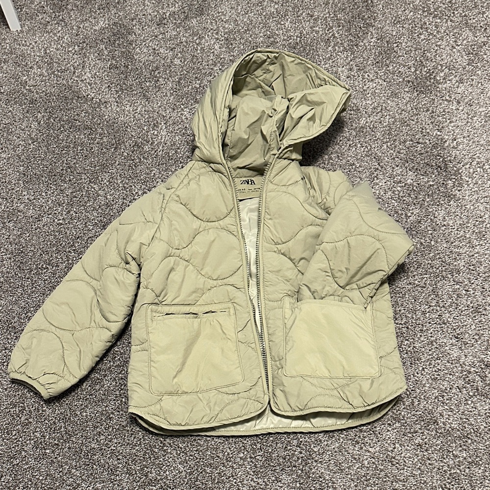 Zara Kids Quilted Puffer Jacket - Light Green
